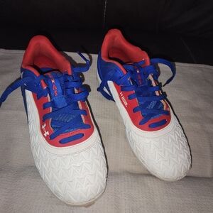 Under Armour Kids' White and Blue Sneakers